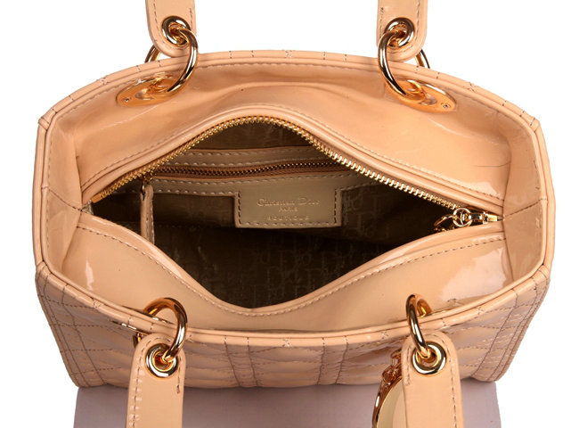 lady dior patent leather bag 6322 apricot with gold hardware
